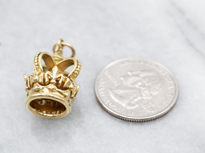 18K Gold Fleur De Lis Crown Charm