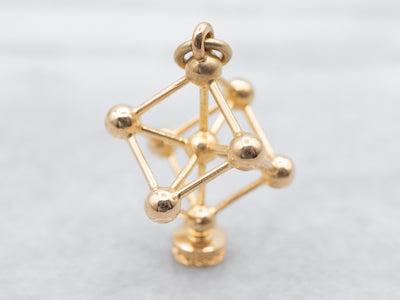 Atomic 18K Gold Cube Pendant