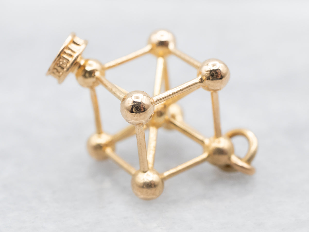 Atomic 18K Gold Cube Pendant