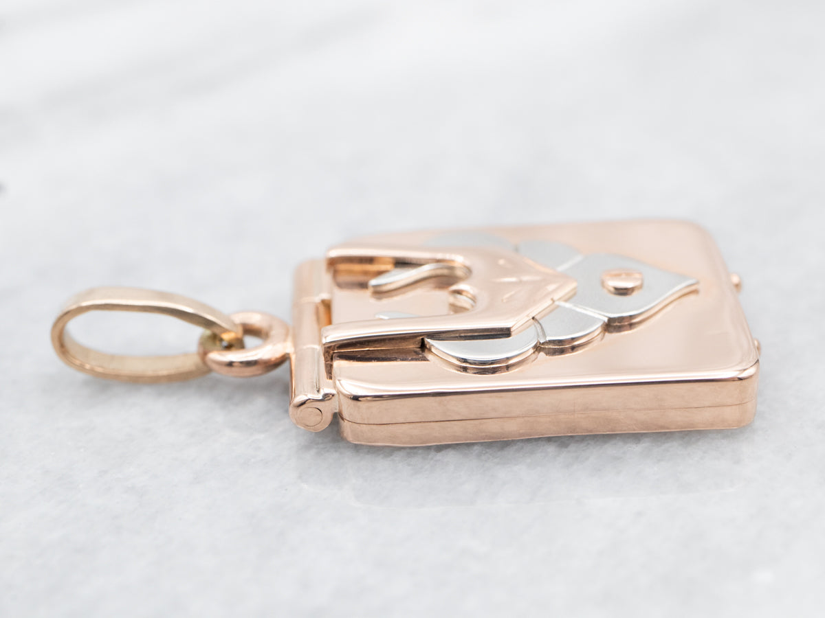 Unique Two Tone Gold "D" Monogram Locket