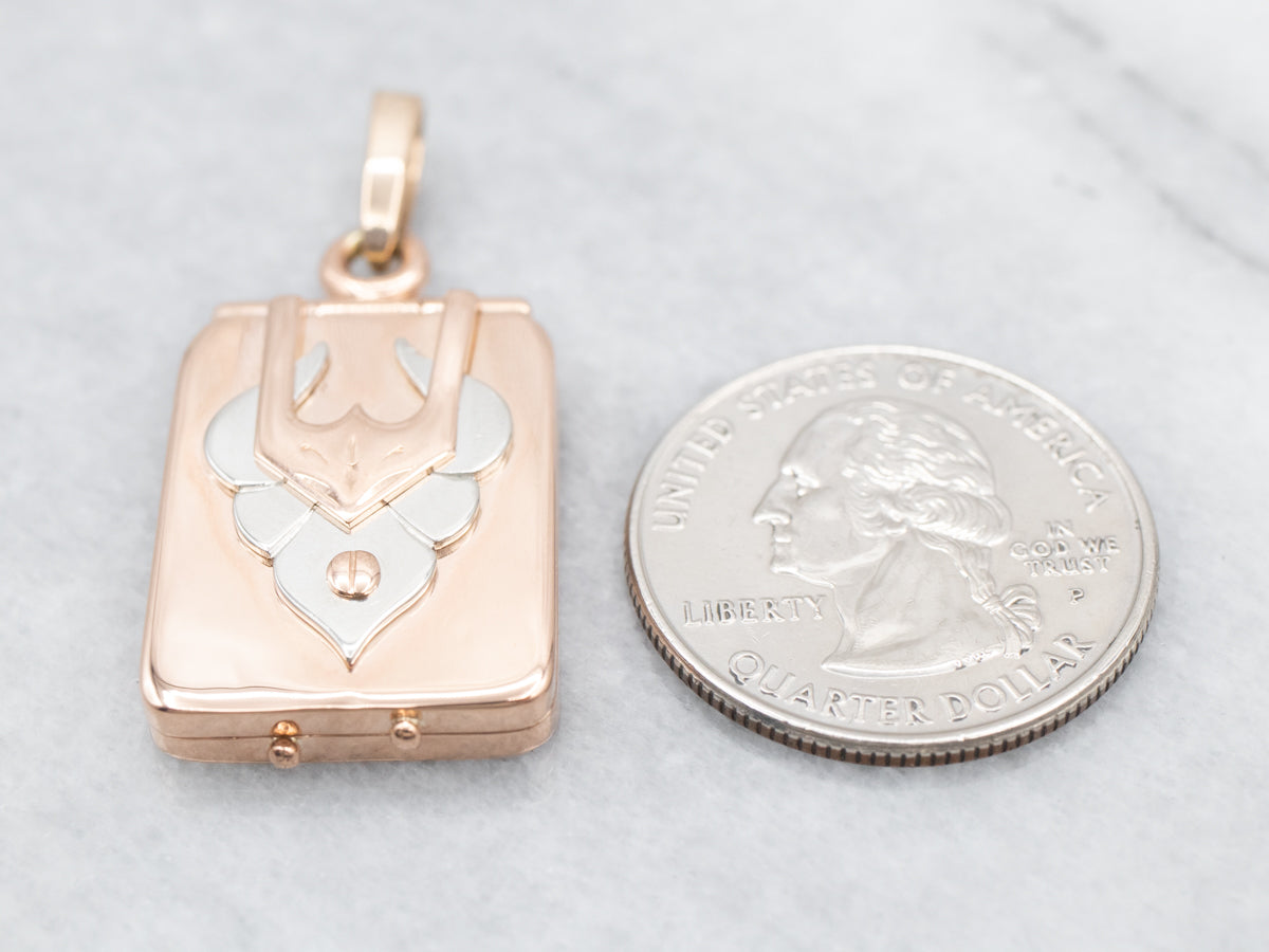 Unique Two Tone Gold "D" Monogram Locket