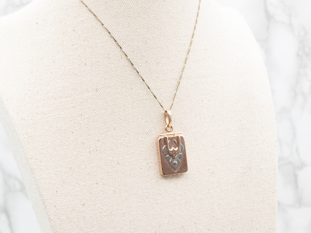 Unique Two Tone Gold "D" Monogram Locket