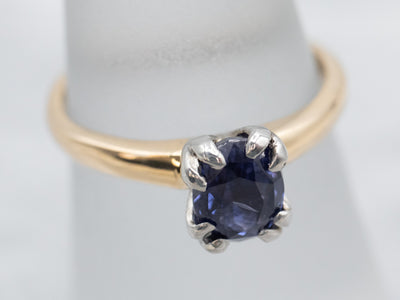 Dark Purple Sapphire Solitaire Ring