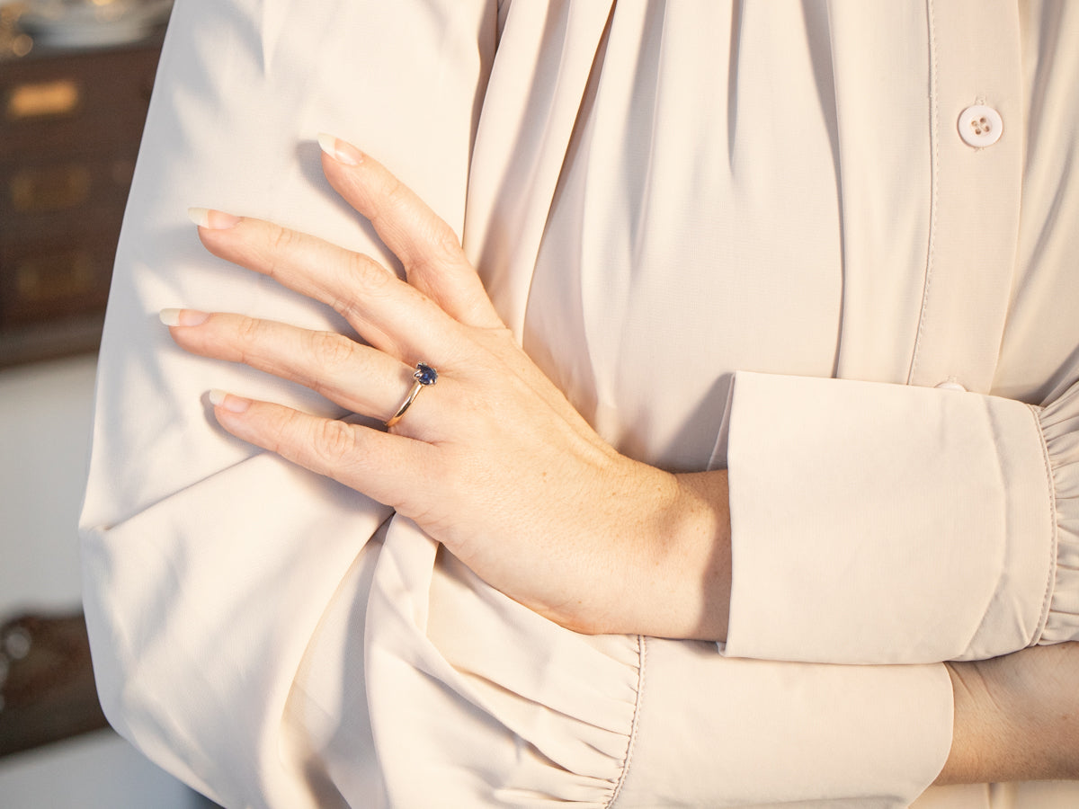 Dark Purple Sapphire Solitaire Ring
