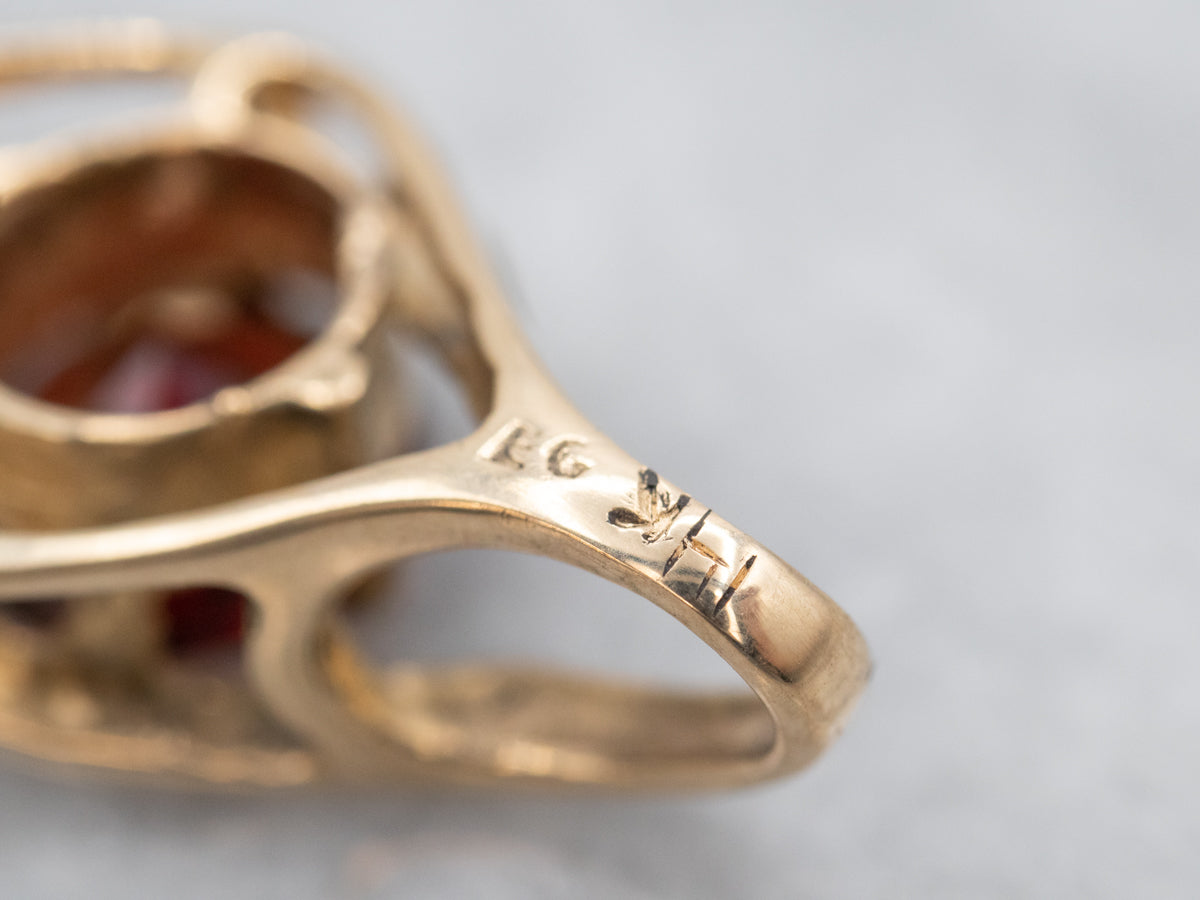 Contemporary Gold and Pyrope Garnet Solitaire Pendant