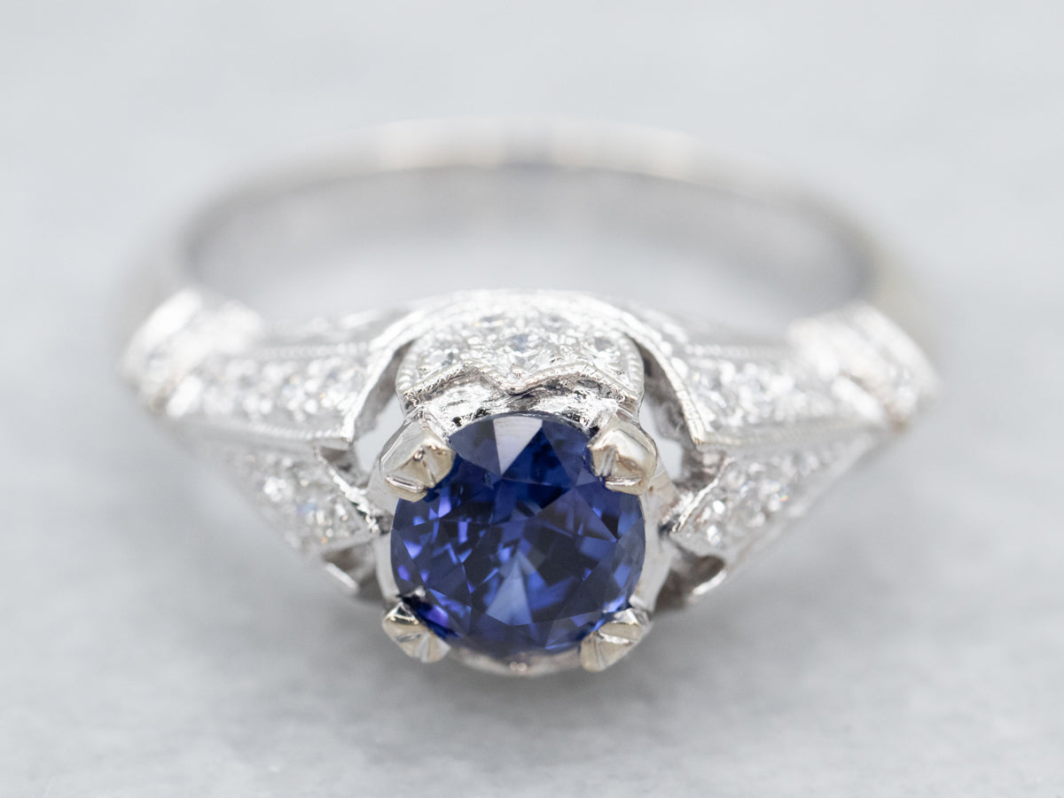 Modern Sapphire and Diamond Ring