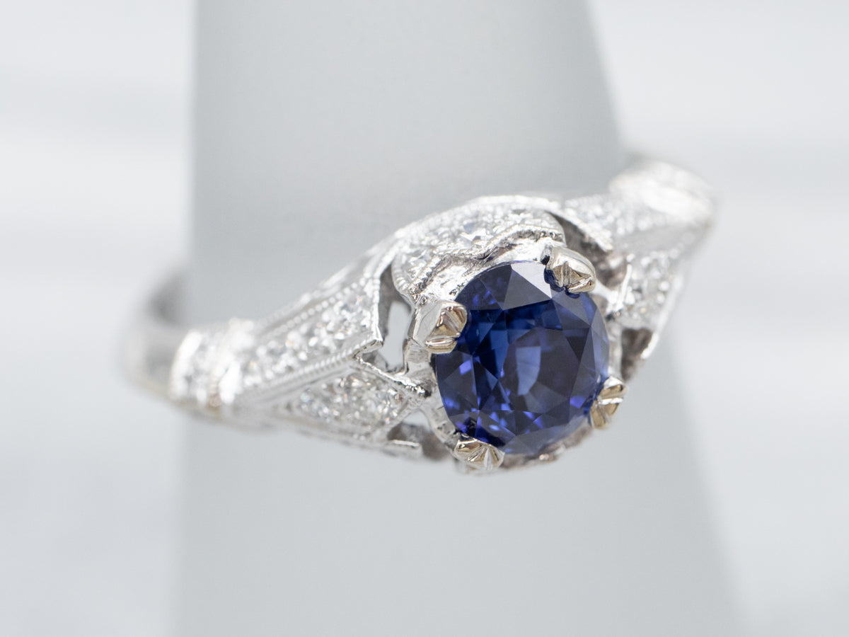 Modern Sapphire and Diamond Ring