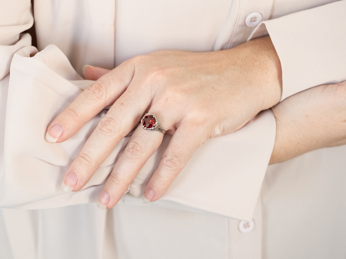 Art Deco Fancy Cut Garnet Ring
