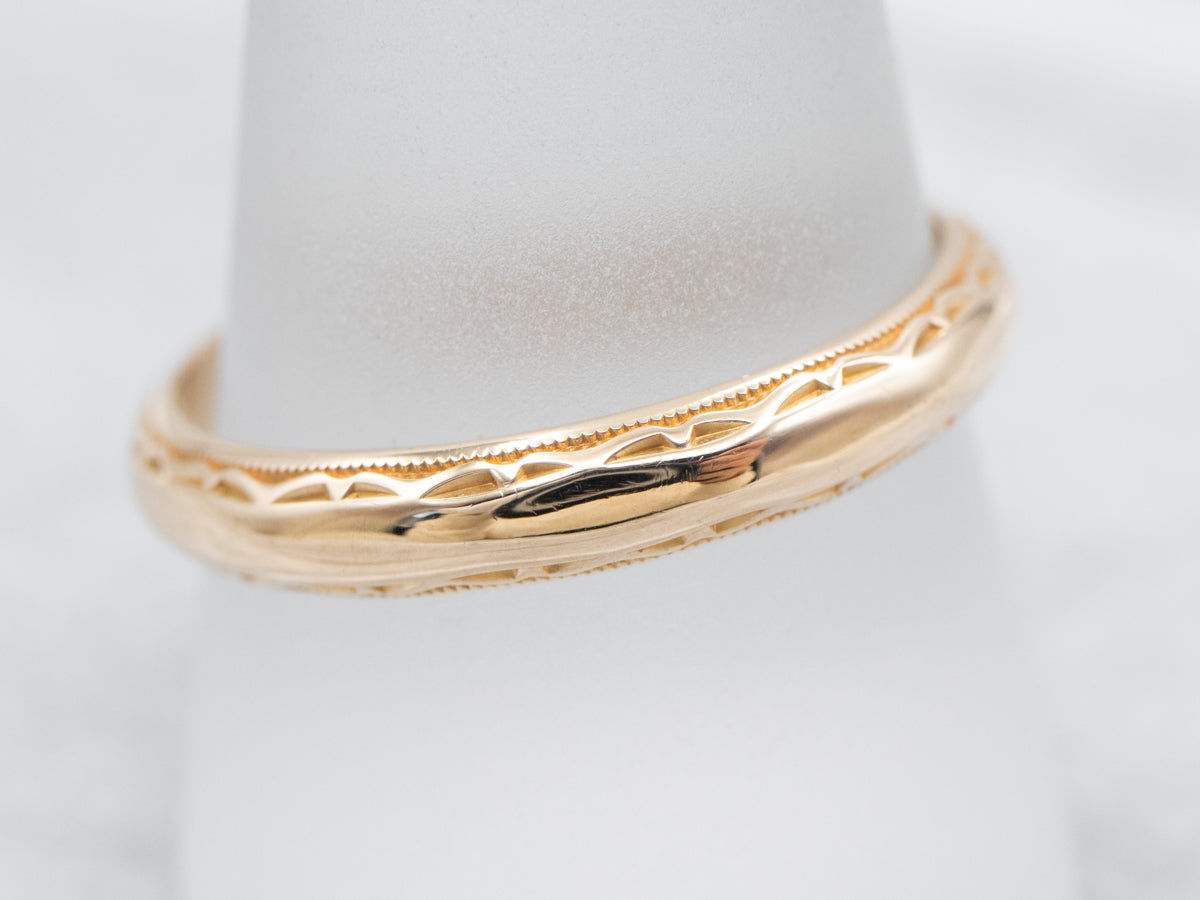 Patterned 1959 Milgrain Edge Wedding Band