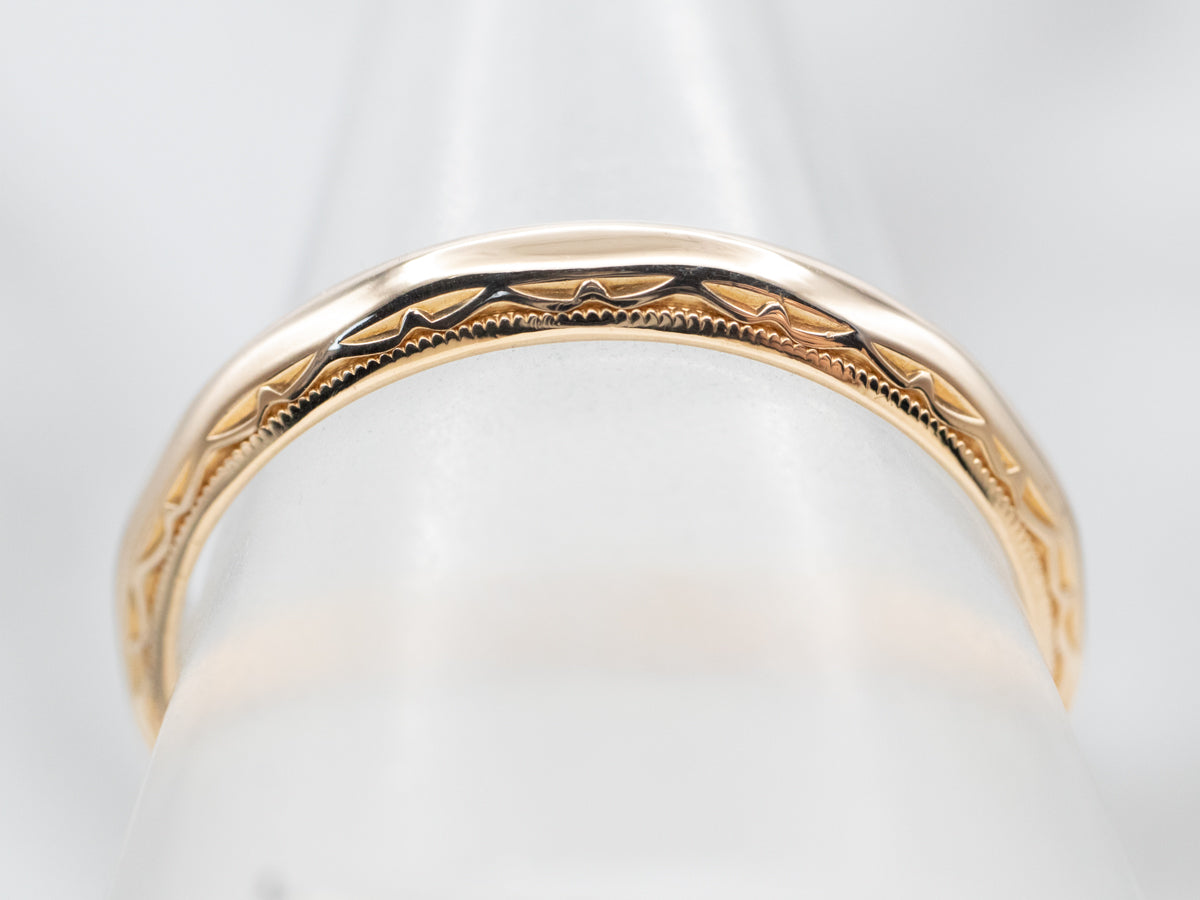Patterned 1959 Milgrain Edge Wedding Band