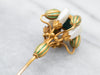 Antique Turquoise Glass Natural Pearl Gold and Enamel Stick Pin
