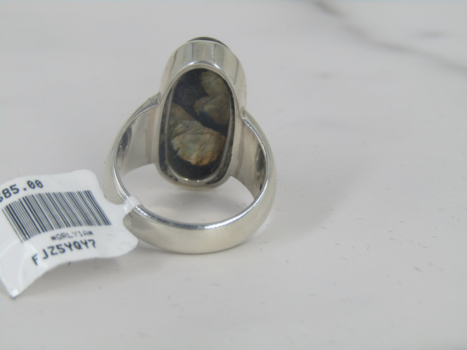 Bezel Set Silver Labradorite Band Ring