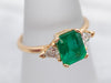 Emerald and Diamond Yellow Gold Ring