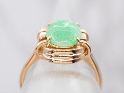 Vintage Carved Jade Solitaire Ring