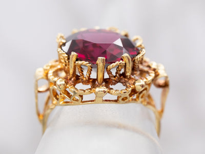 Mid Century 18K Gold Rhodolite Garnet Ring