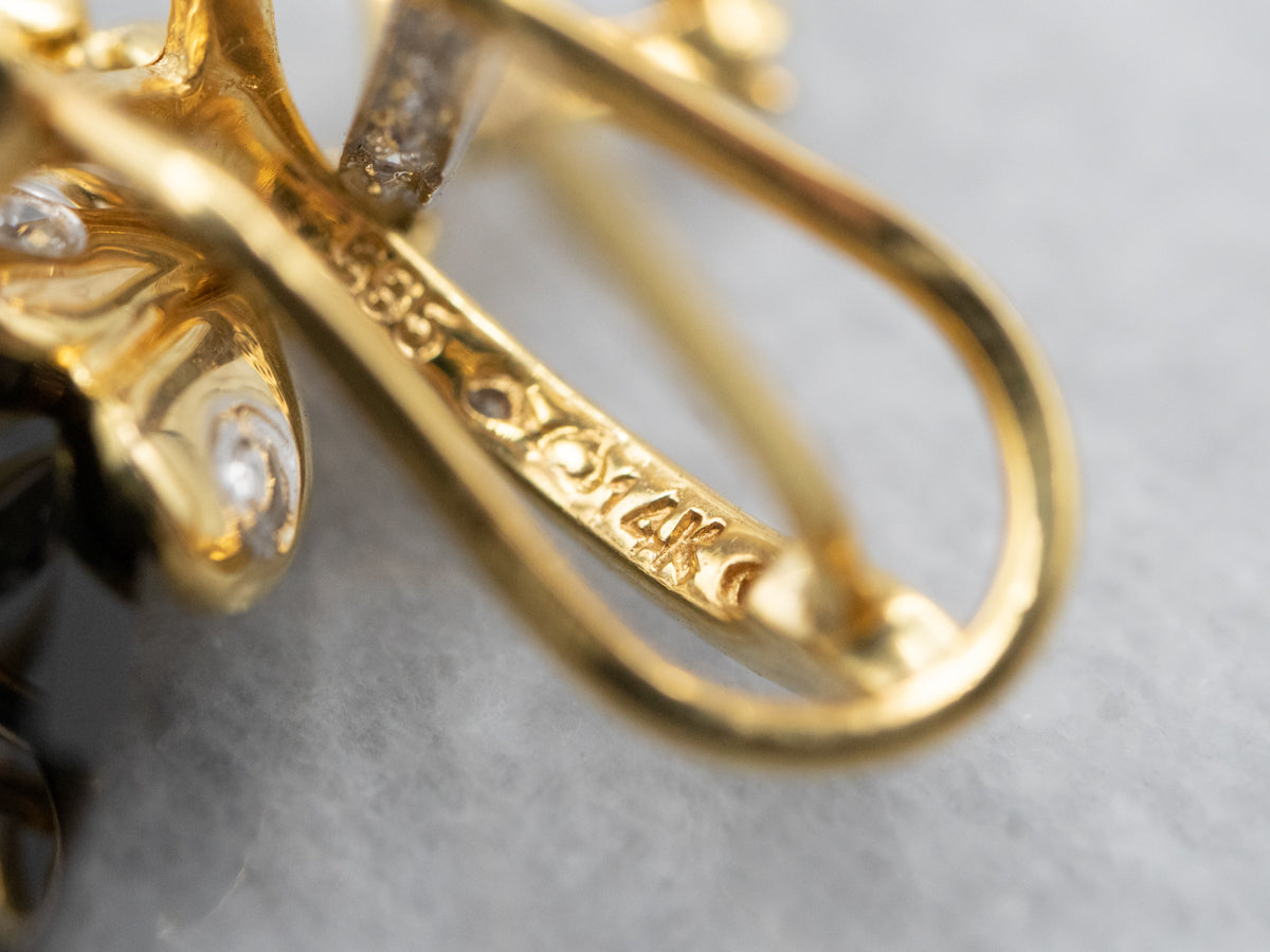 Smoky Quartz and Diamond Drop Earrings