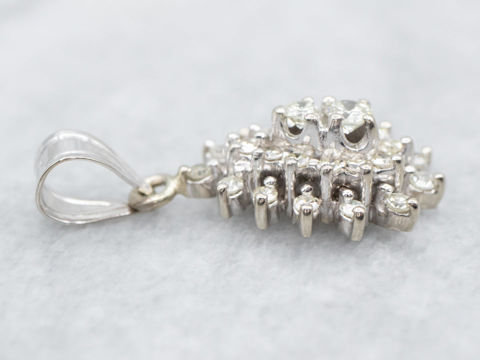 Sparkling White Gold Diamond Cluster Pendant