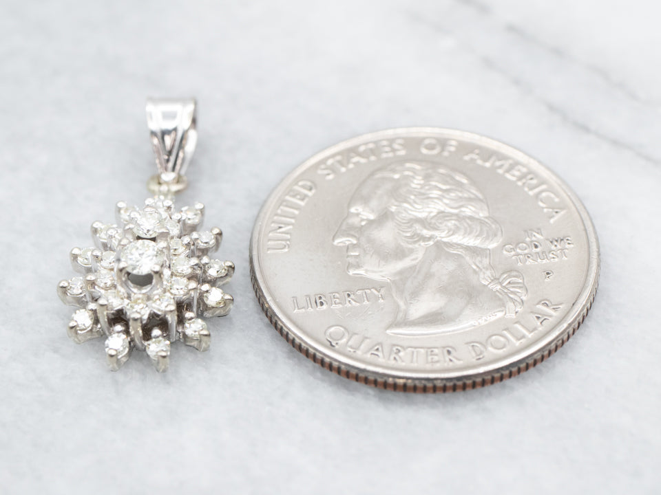 Sparkling White Gold Diamond Cluster Pendant