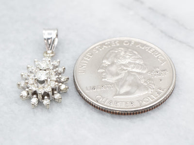 Sparkling White Gold Diamond Cluster Pendant