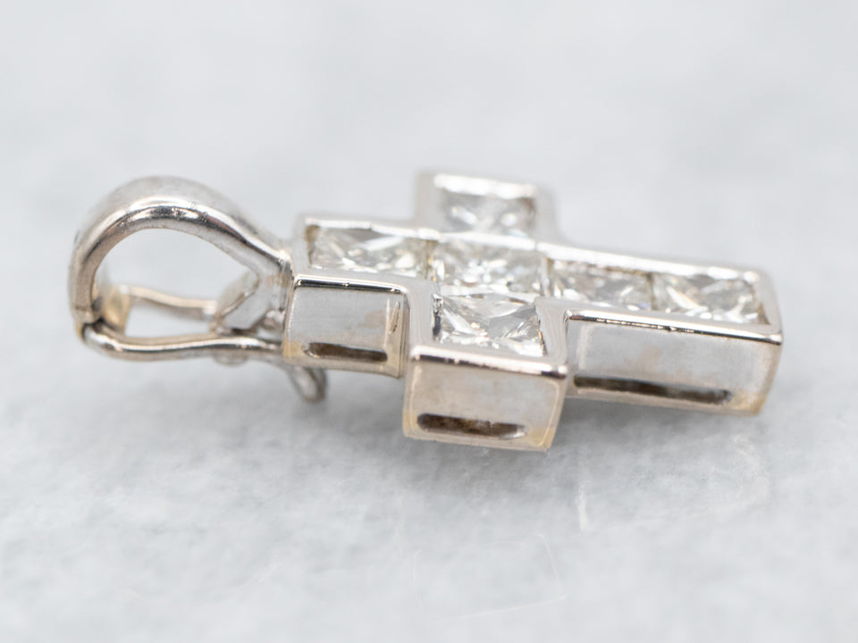 Princess Cut Diamond Encrusted Cross