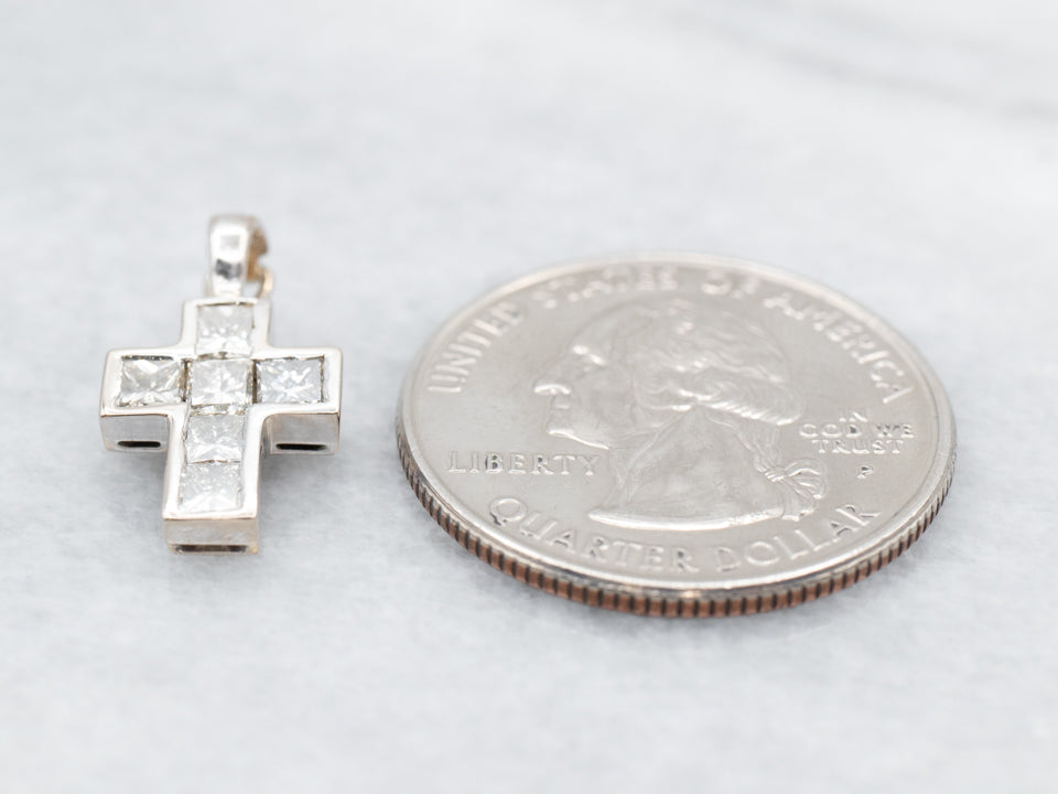 Princess Cut Diamond Encrusted Cross
