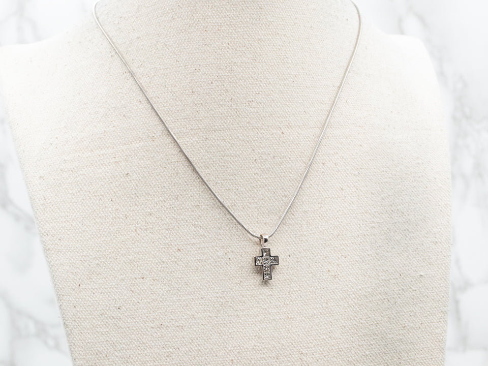 Princess Cut Diamond Encrusted Cross