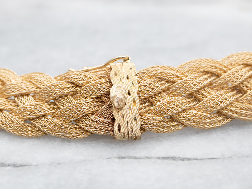 Woven Gold Mesh Choker Necklace