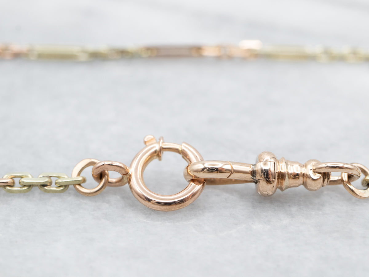 Two Tone Gold Retro Era Pocket Watch Chain