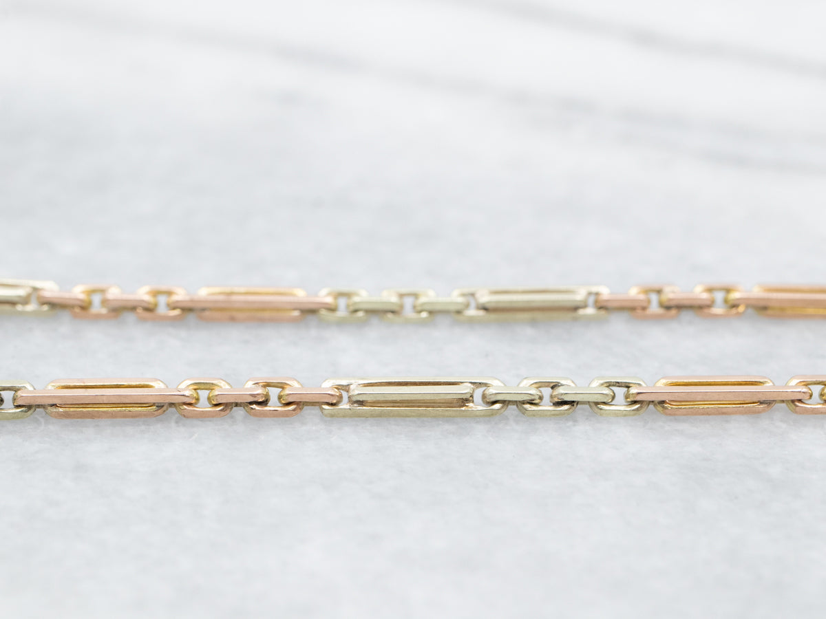 Two Tone Gold Retro Era Pocket Watch Chain