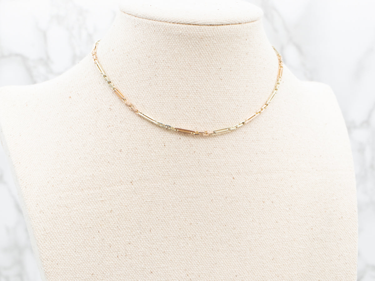 Two Tone Gold Retro Era Pocket Watch Chain