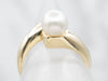 Modernist Pearl and Diamond Ring