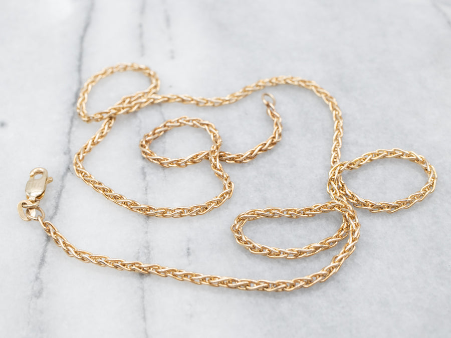 14K Yellow Gold Wheat Chain Necklace