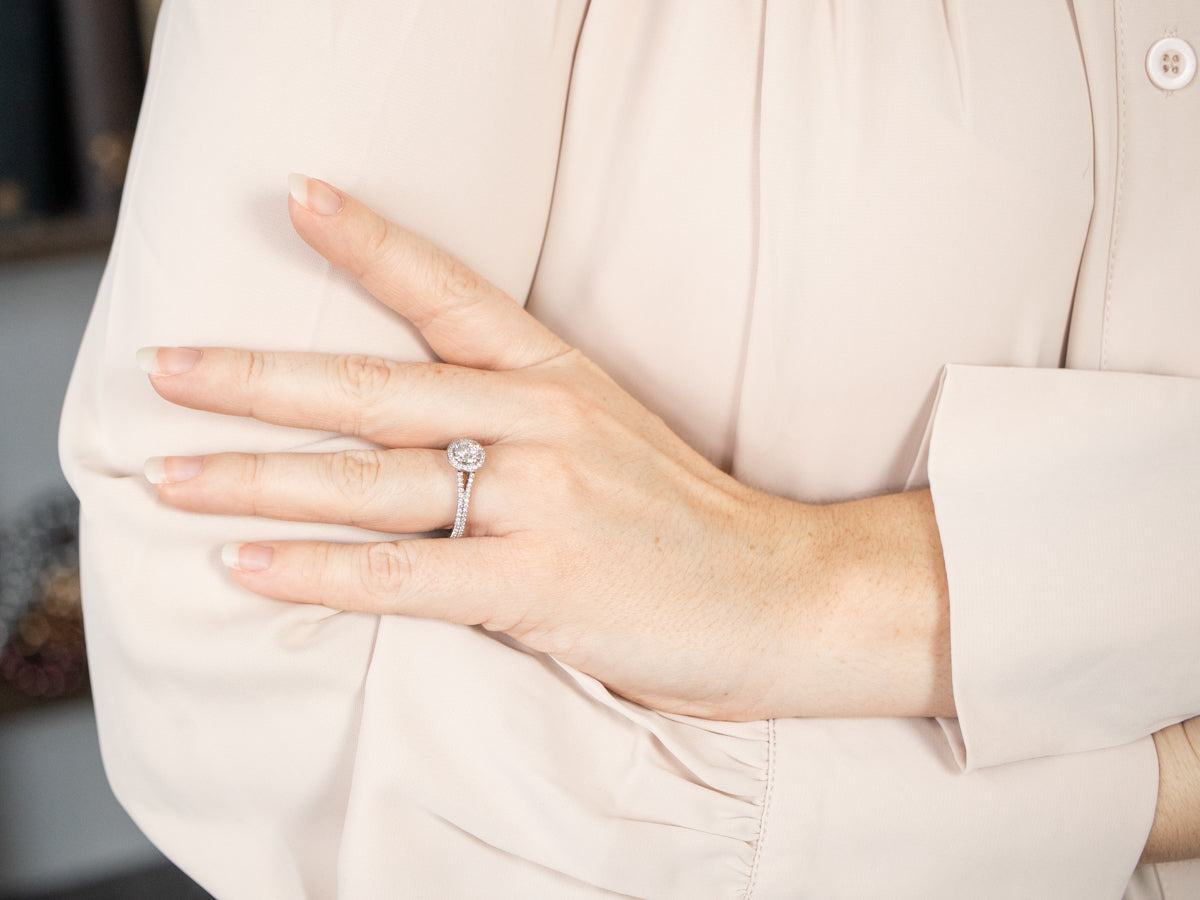 GIA Certified Diamond Platinum Halo Engagement Ring