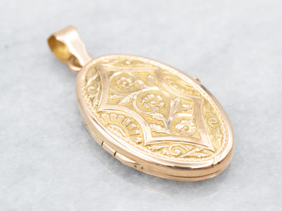 Ornate 18 Karat Gold Floral Locket