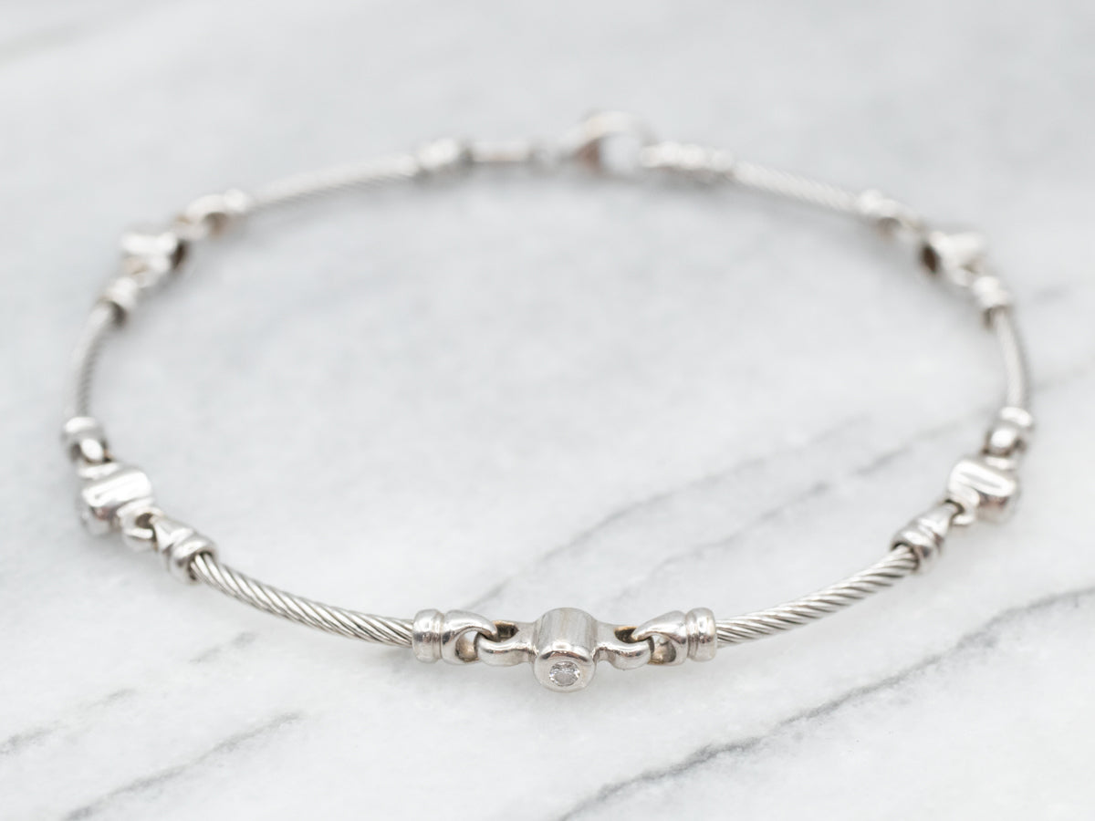 Twisting Links Diamond Bezel Bracelet