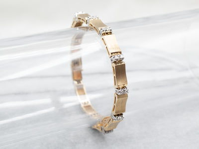 Luxurious Two Tone Brushed Gold Diamond Bracelet