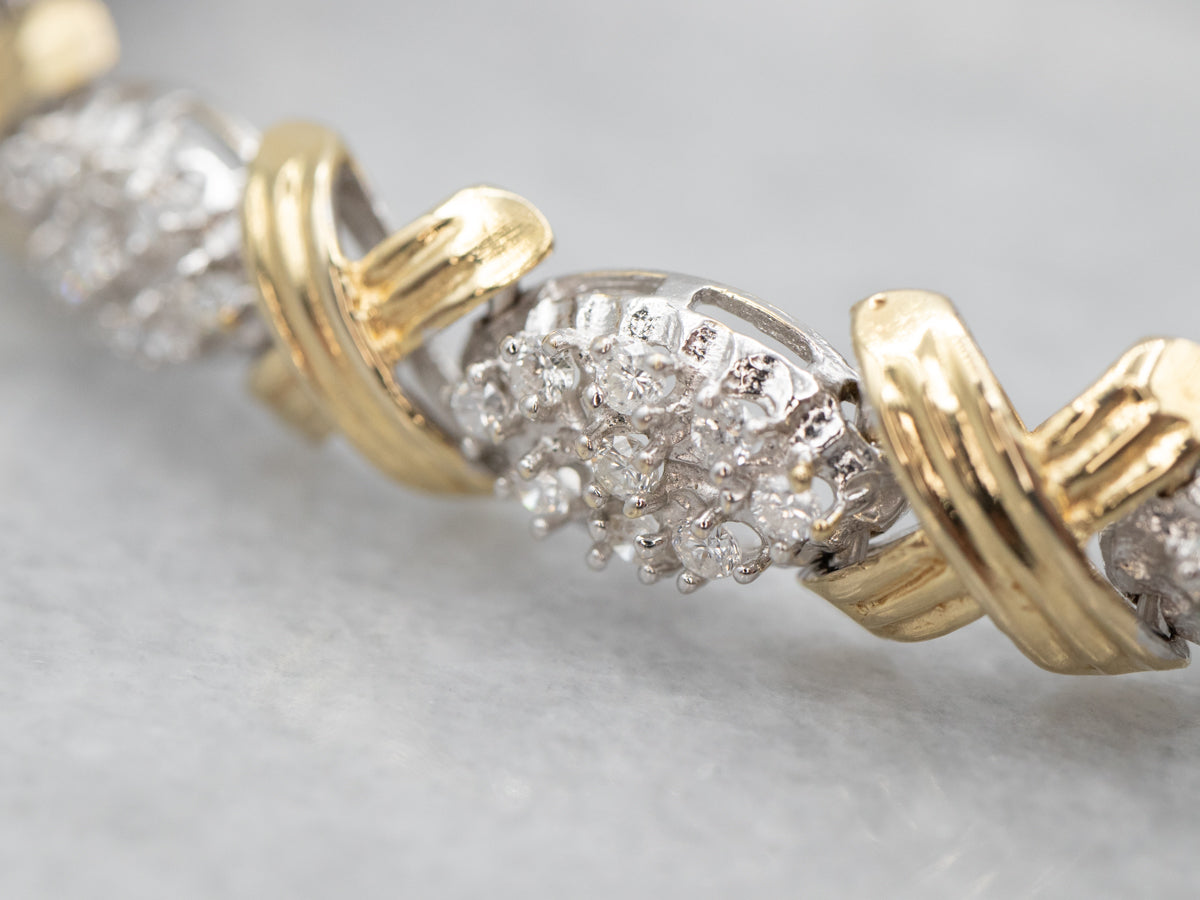 Pulsera de diamantes brillantes de dos tonos