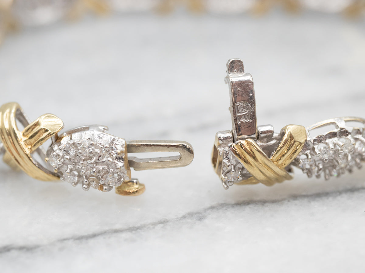 Pulsera de diamantes brillantes de dos tonos