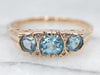 Shimmering Yellow Gold Blue Topaz and Diamond Ring