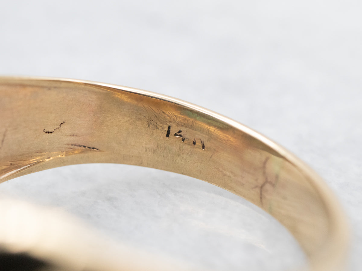 Unisex Vintage Gold Turquoise Solitaire Ring