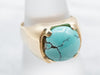 Unisex Vintage Gold Turquoise Solitaire Ring