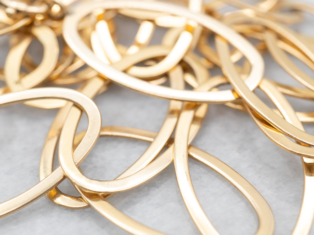 Collar modernista de cadena de eslabones ovalados de oro