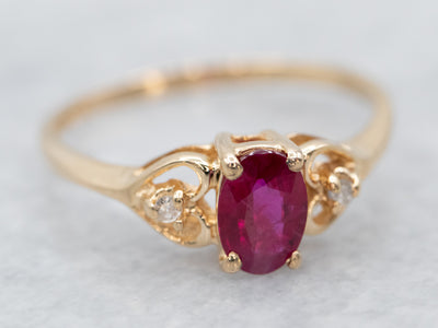 Sweetheart Ruby and Diamond Ring