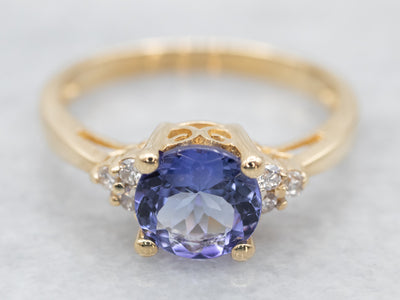 Pretty Tanzanite and Diamond Ring