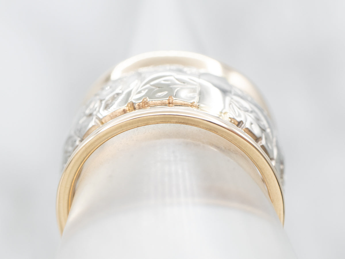 Mid Century Two Tone Gold Floral Band