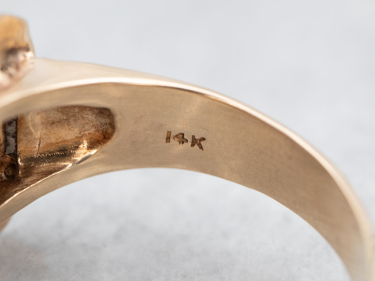 Vintage Diamond and Synthetic Ruby Buckle Ring