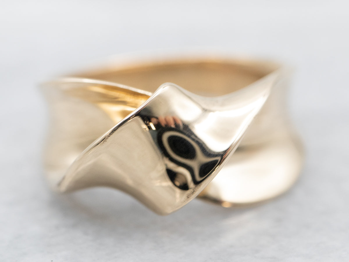 Modernist Twisted Gold Band