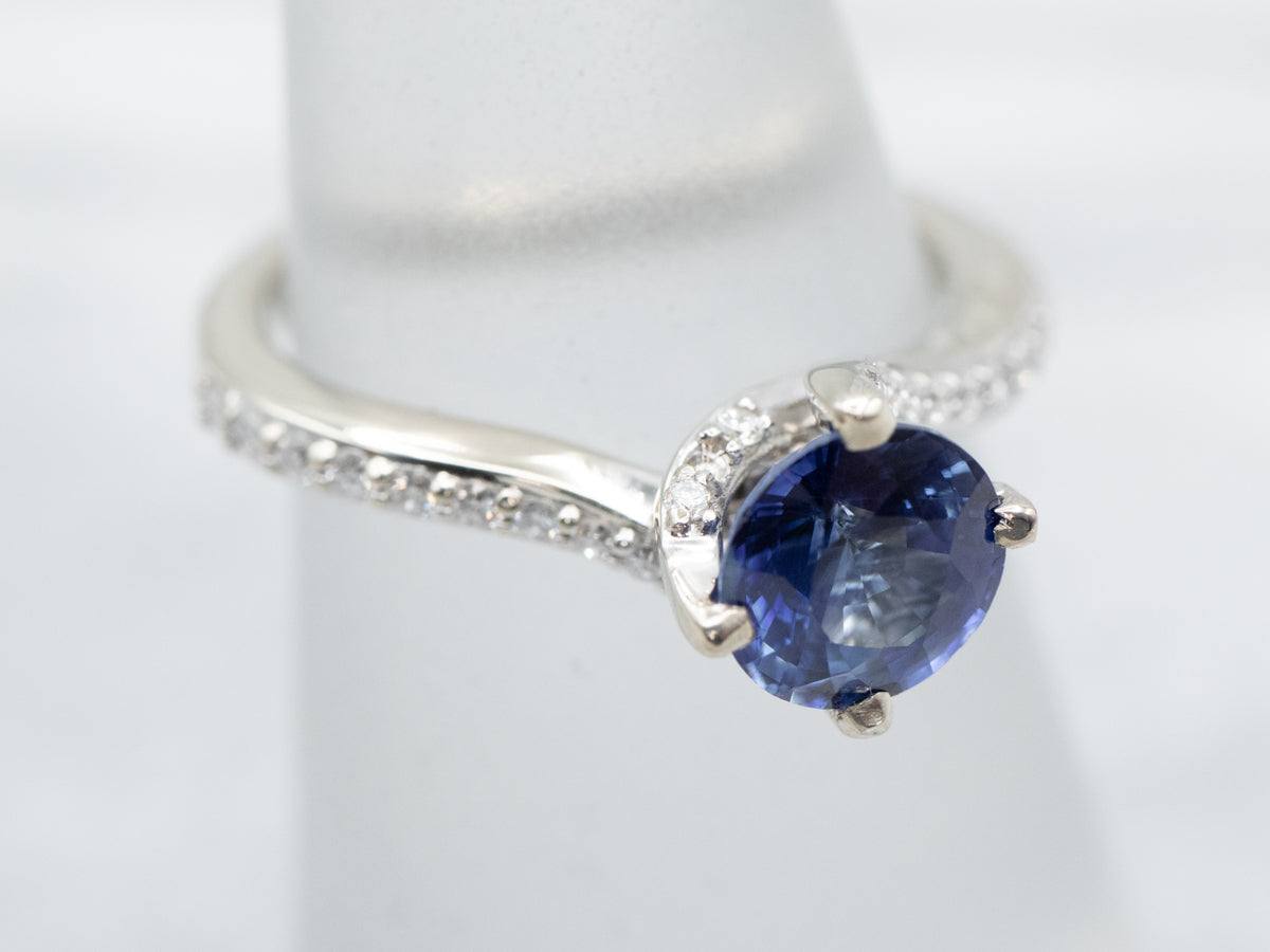 Ceylon Sapphire and Diamond Bypass Ring