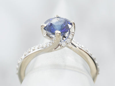 Ceylon Sapphire and Diamond Bypass Ring