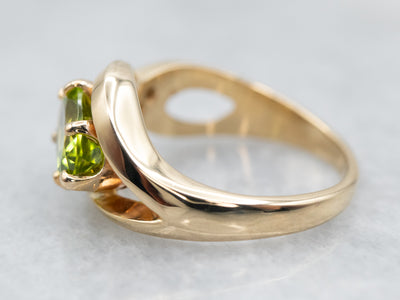 Peridot and Diamond Gold Ring